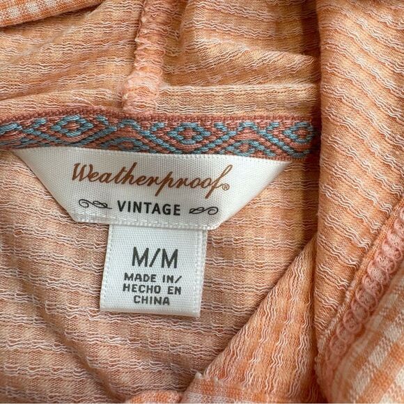 Weatherproof Vintage Womens Lightweight Hoodie Orange White Gingham M Med Medium - Picture 8 of 12